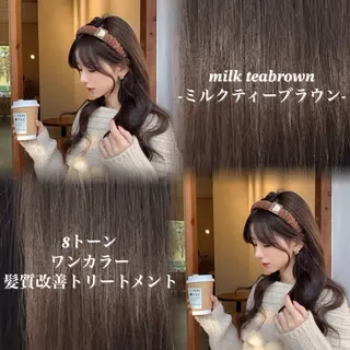 ロング カラー NAMI🤎ブラウン &ミルクティー🤍のヘアスタイル