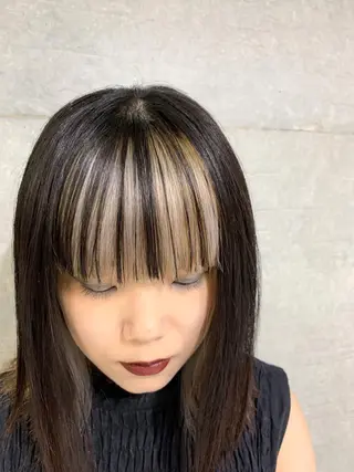 セミロング カラー THE./ブリーチ 透感カラー/髪質改善のヘアスタイル