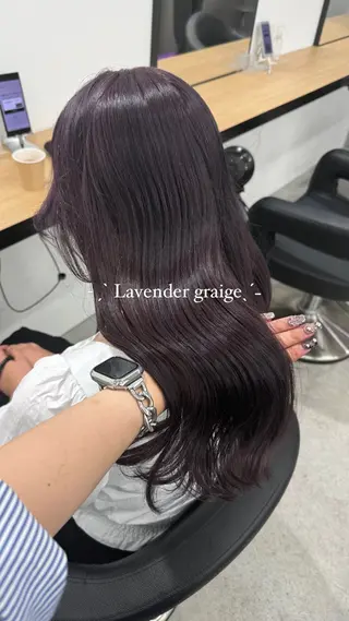 ロング カラー 暗髪🩶ラベンダー/ ブルー/ユウナ🤍のヘアスタイル