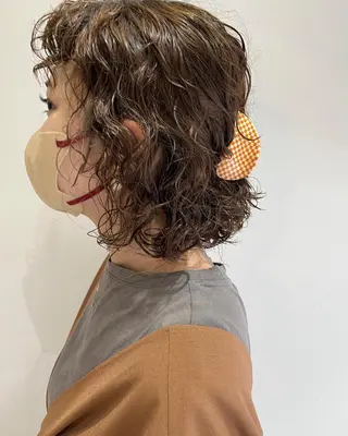 ミディアム カラー パーマ ニュアンスヘア☆樋口 希世☆のヘアスタイル