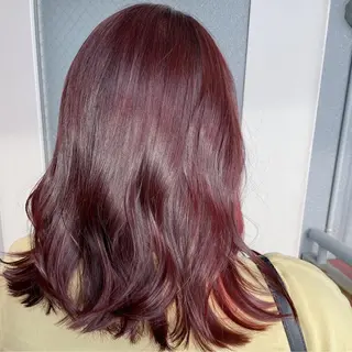 ミディアム カラー ヘアアレンジ なつき/艶ピンク/ girly hairのヘアスタイル