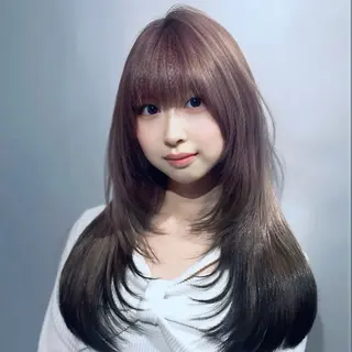 ロング カラー レイヤー✕前髪 顔周り特化💫ひかるのヘアスタイル