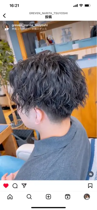ショート パーマ メンズ GREVEN hair木場店所属・💈メンズ専門💈 成田剛史💈パーマのヘアスタイル