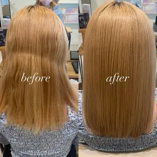 セミロング 肌に馴染むハイトーン /ミルクティーカラーのヘアスタイル