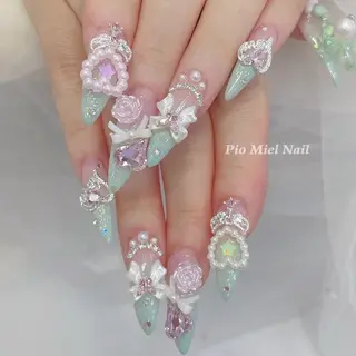 ロング カラー HANA 長さだしのネイルデザイン