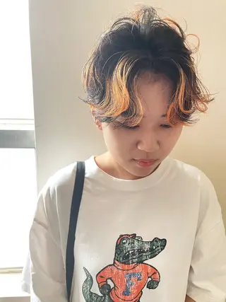 ショート カラー ヘアアレンジ 丸山渉/パーマ エフェクトブリーチのヘアスタイル