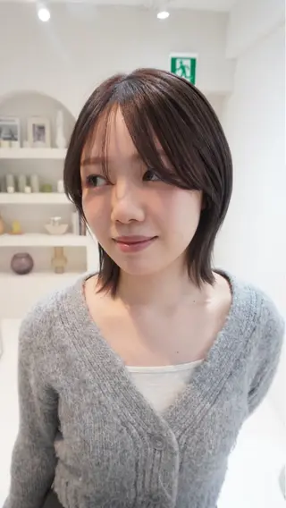 ミディアム カラー 透明感グレージュ カラー大夢🫧のヘアスタイル