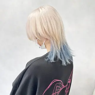 ミディアム カラー レイヤーブリーチ特化 ホワイト専門/岸のヘアスタイル