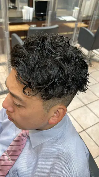 ショート パーマ メンズ 大阪/梅田/シャドウ パーマ/ノボリユウタのヘアスタイル