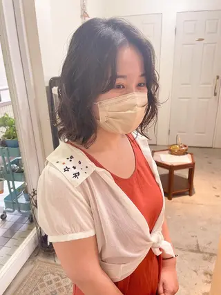 ミディアム パーマ クロエ新宿所属・❏アンニュイパーマ 川原畑 拓也❏のヘアスタイル