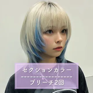 セミロング カラー 韓国ヘア特化💍 tiam💍ブリーチのヘアスタイル