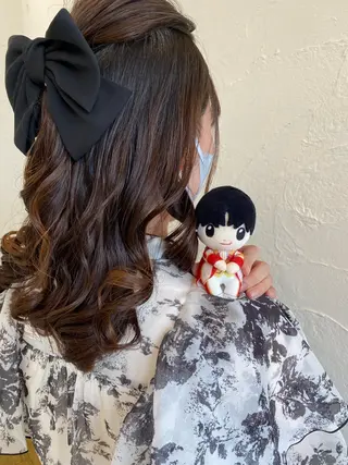 セミロング ヘアアレンジ R hair 金山所属・お呼ばれヘア｜ 金山｜山本夏菜のヘアスタイル