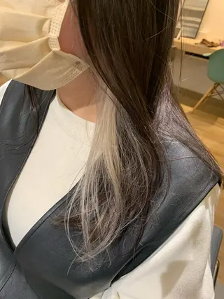 セミロング カラー 美髪・シールエクステ ホソタニリョウコのヘアスタイル