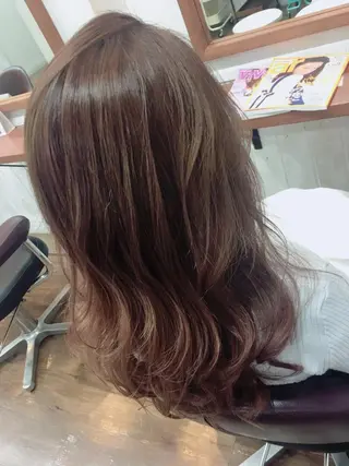 セミロング カラー パーマ ブリーチ毛縮毛矯正 👑山口のヘアスタイル