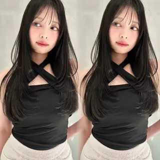 ロング カラー レイヤー/韓国 ハイトーン興津史弥のヘアスタイル