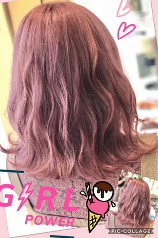 ミディアム カラー 永島 桜のヘアスタイル