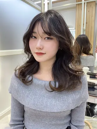 セミロング カラー 顔周り/透明感カラー /韓国ヘア/TAKUのヘアスタイル