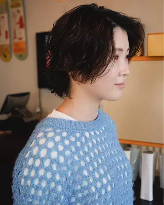 ミディアム パーマ 千葉 慎也のヘアスタイル