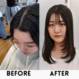 セミロング パーマ KOHNO/ブリーチ なし/透明感カラーのヘアスタイル