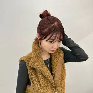 ミディアム カラー 顔まわりカット/艶髪 カラー✨けいとのヘアスタイル