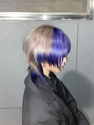 ミディアム カラー rilas博多所属・博多JYUI/ウルフ ハイトーン/デザインのヘアスタイル