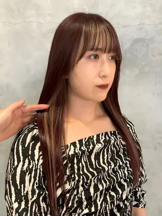 ミディアム カラー ヘアアレンジ 暖色ダブルカラーボブ レイヤー🌈AINAのヘアスタイル