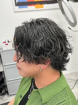 ミディアム パーマ メンズ 新潟メンズパーマ 新潟駅/小田拓実のヘアスタイル