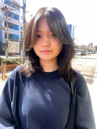 ミディアム カラー パーマ/レイヤー 岩山丈一郎のヘアスタイル