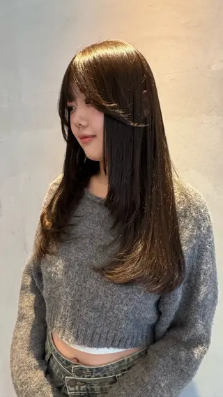 セミロング カラー ヘアアレンジ 縮毛矯正/カット/ 韓国ヘア/蛯原🍤のヘアスタイル