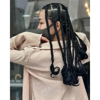 ミディアム カラー パーマ ヘアアレンジ メンズ キッズ BRAIDS💎愛子 大人ハイライト💎のヘアスタイル