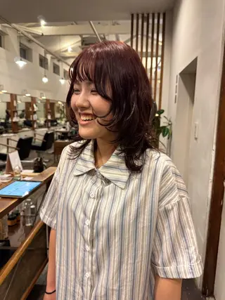 ミディアム MOK大阪梅田店 Asahiのヘアスタイル