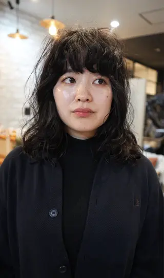 ミディアム パーマ Basis 田口豪司のヘアスタイル