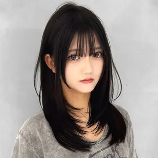 セミロング カラー 🥇KEN /レイヤー/艶カラーのヘアスタイル