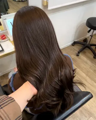 セミロング カラー ブリーチなしベージュ 特化 松村 茶屋町のヘアスタイル