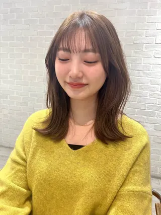 セミロング カラー 【韓国ヘア×透明感 カラー】笹谷 莉未のヘアスタイル