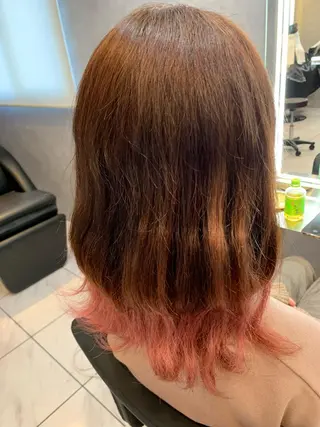 セミロング カラー 透明感/ブリーチ縮毛 /髪質改善/星野純一のヘアスタイル