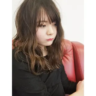 ロング パーマ ケアブリーチ、 髪質改善 福士直矢のヘアスタイル