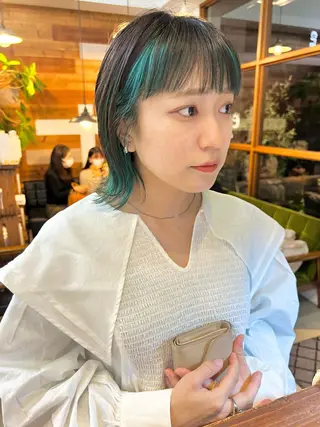 ミディアム カラー クロスパーマ× 透明感カラー✂︎のヘアスタイル