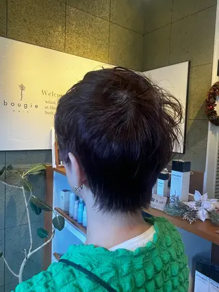 ショート ハラちゃんカット✂︎ 透明感🩵ケアカラーのヘアスタイル