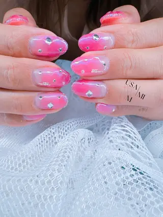 ネイル 💕🐰うさみみ🐰 💕猫と触れ合い✨のネイルデザイン