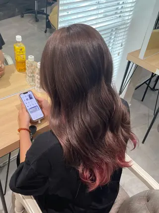 ロング カラー 💚色落ちまで可愛い 髪質改善カラーゆうまのヘアスタイル