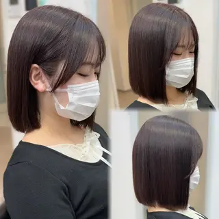 ショート たぴ。ぱつっとボブ /暖色艶カラー🍒のヘアスタイル