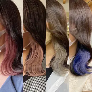 セミロング カラー ヘアアレンジ 切りっぱなしボブ/ デザインカラー店長のヘアスタイル