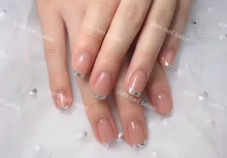 ネイル Shineジェル& チップ長さだしのネイルデザイン