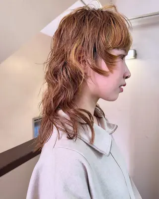 ミディアム カラー パーマ ヘアアレンジ 丸山渉/パーマ エフェクトブリーチのヘアスタイル