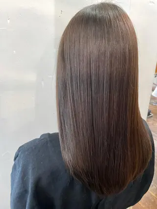 ロング カラー ブリーチなしで透け感 暖色カラーボブaoiのヘアスタイル