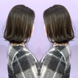 ミディアム カラー パーマ 細川 亮のヘアスタイル