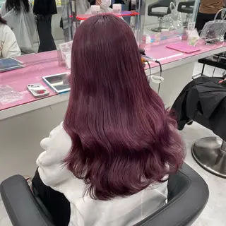 ロング カラー ヘアアレンジ 中韓🇰🇷暖色/ ワインレッド/らいるのヘアスタイル
