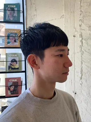 ショート メンズ 髪質改善ストレート/ ブリーチ／渋谷　福田のヘアスタイル