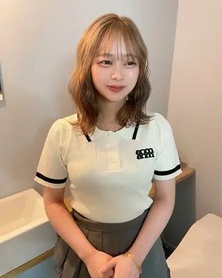 ミディアム カラー カットモデル/ ハイトーン/ゆうあのヘアスタイル